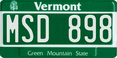 VT license plate MSD898