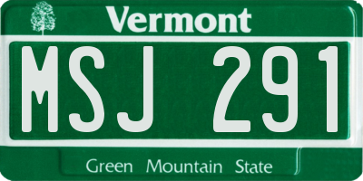 VT license plate MSJ291