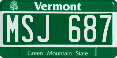 VT license plate MSJ687