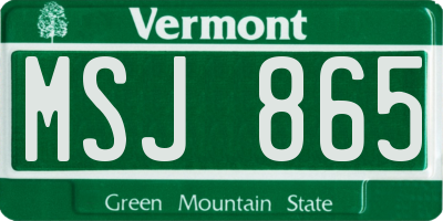VT license plate MSJ865