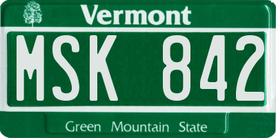 VT license plate MSK842