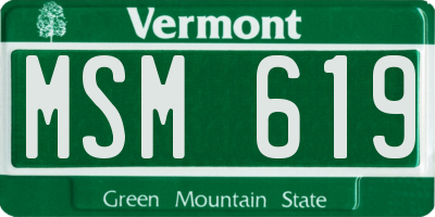VT license plate MSM619