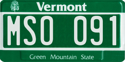 VT license plate MSO091