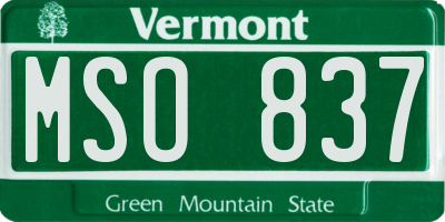 VT license plate MSO837