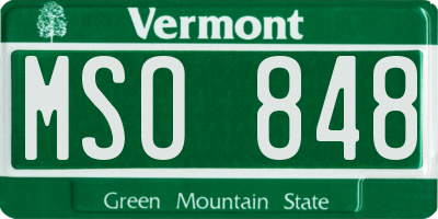 VT license plate MSO848