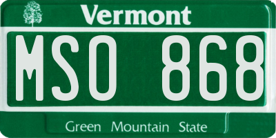VT license plate MSO868