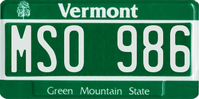 VT license plate MSO986