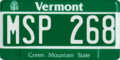 VT license plate MSP268