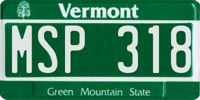 VT license plate MSP318