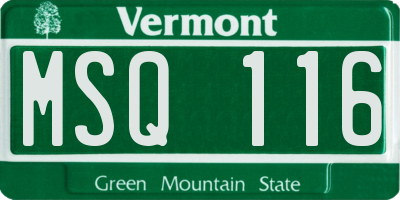 VT license plate MSQ116
