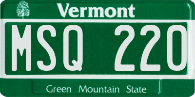VT license plate MSQ220