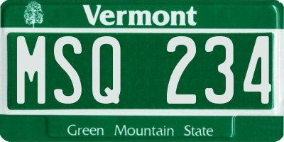 VT license plate MSQ234