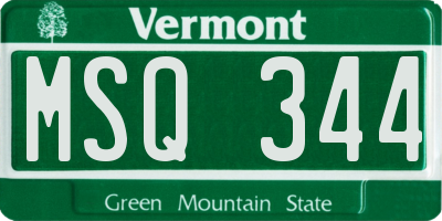 VT license plate MSQ344