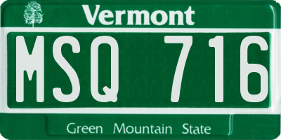 VT license plate MSQ716