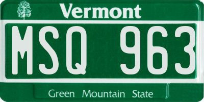 VT license plate MSQ963