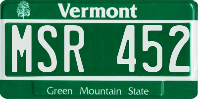 VT license plate MSR452