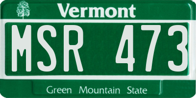 VT license plate MSR473