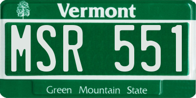 VT license plate MSR551