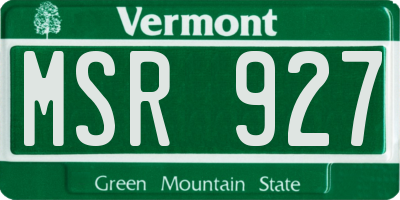 VT license plate MSR927