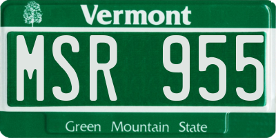 VT license plate MSR955