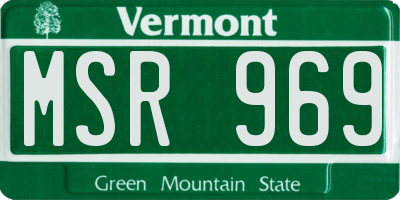 VT license plate MSR969