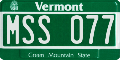 VT license plate MSS077