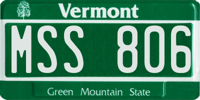 VT license plate MSS806