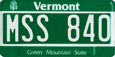 VT license plate MSS840