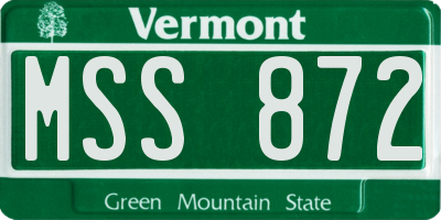 VT license plate MSS872