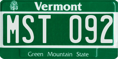 VT license plate MST092