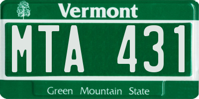 VT license plate MTA431