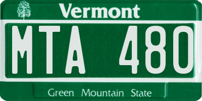 VT license plate MTA480