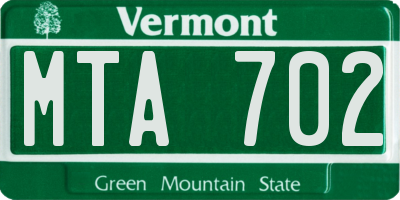 VT license plate MTA702