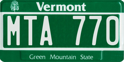 VT license plate MTA770