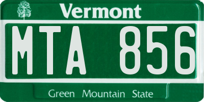 VT license plate MTA856