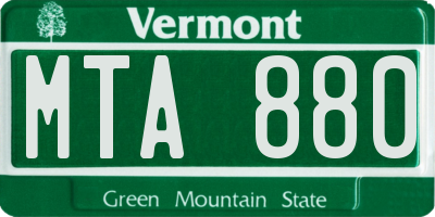 VT license plate MTA880