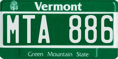 VT license plate MTA886