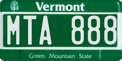 VT license plate MTA888