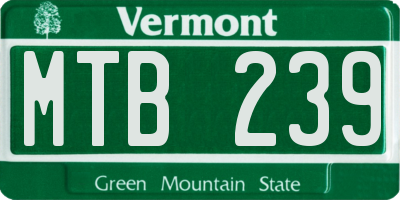 VT license plate MTB239
