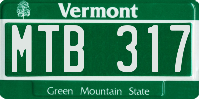 VT license plate MTB317