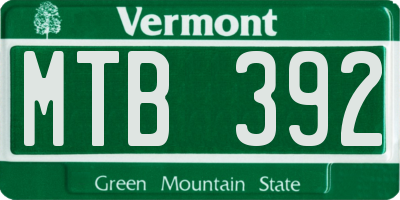 VT license plate MTB392