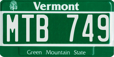 VT license plate MTB749