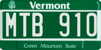 VT license plate MTB910