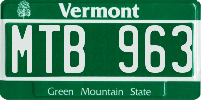 VT license plate MTB963