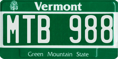 VT license plate MTB988