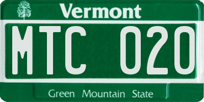 VT license plate MTC020