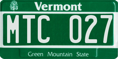 VT license plate MTC027