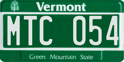 VT license plate MTC054