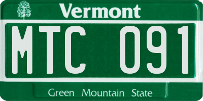 VT license plate MTC091
