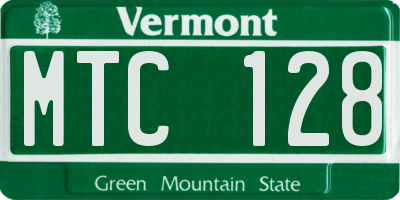 VT license plate MTC128